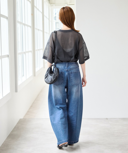 U by SPICK&SPAN(ユーバイスピックアンドスパン)の「バレルレッグバギーデニム(デニムパンツ・レディース・ネイビー/ブルー・36/38)」の21枚目の写真