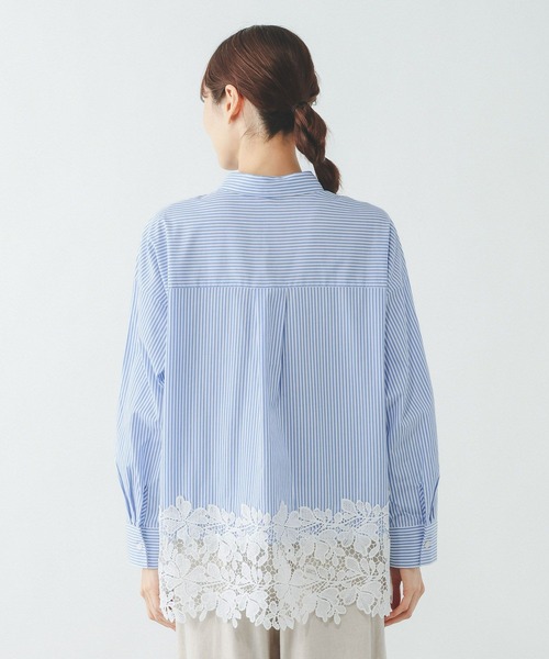 GLOBAL WORK（グローバルワーク）の「切り替えレースシャツ/637916（シャツ/ブラウス・レディース・ホワイト/ライトブルー・SHORT/REGULAR）」の14枚目の写真