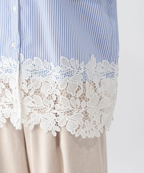 GLOBAL WORK（グローバルワーク）の「切り替えレースシャツ/637916（シャツ/ブラウス・レディース・ホワイト/ライトブルー・SHORT/REGULAR）」の18枚目の写真