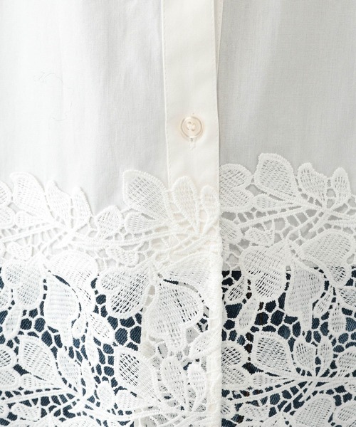 GLOBAL WORK（グローバルワーク）の「切り替えレースシャツ/637916（シャツ/ブラウス・レディース・ホワイト/ライトブルー・SHORT/REGULAR）」の19枚目の写真