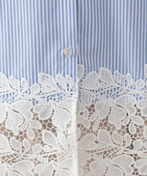 GLOBAL WORK（グローバルワーク）の「切り替えレースシャツ/637916（シャツ/ブラウス・レディース・ホワイト/ライトブルー・SHORT/REGULAR）」の20枚目の写真