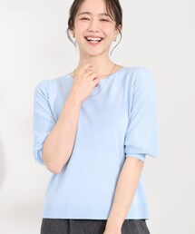 【洗濯機可/S-LL】シンプルだけど華やか レースの5分袖ニット