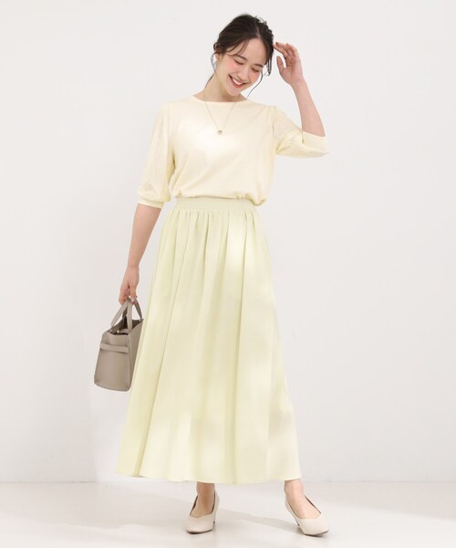 SHOO・LA・RUE（シューラルー）の「【洗濯機可/S-LL】華やかレース5分袖ニット（ニット/セーター・レディース・サックスブルー/ブラック/アイボリー・03/02/01/04）」の6枚目の写真