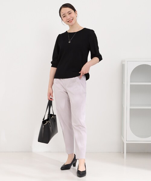 SHOO・LA・RUE（シューラルー）の「【洗濯機可/S-LL】華やかレース5分袖ニット（ニット/セーター・レディース・サックスブルー/ブラック/アイボリー・03/02/01/04）」の10枚目の写真