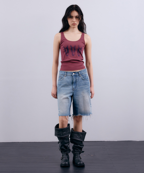 NUAKLE(ヌアクル)の「ホースプリンティングスリーブレス_ミューテッドワイン(Tシャツ/カットソー・レディース・その他・1/2)」の3枚目の写真
