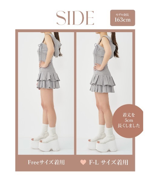 フードスウェットプリーツミニワンピース（ワンピース）｜Darich