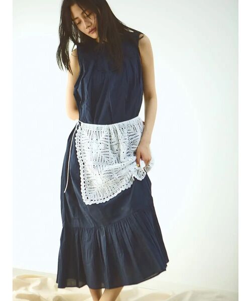 FIKA.(フィーカ)の「Lattice detail onepiece(ワンピース・レディース・オフホワイト/ネイビー・MEDIUM)」の2枚目の写真