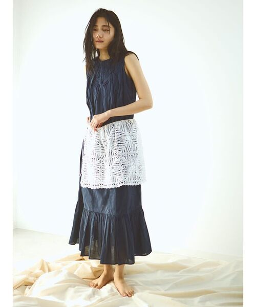 FIKA.(フィーカ)の「Lattice detail onepiece(ワンピース・レディース・オフホワイト/ネイビー・MEDIUM)」の7枚目の写真