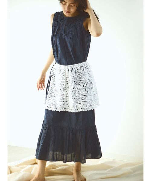 FIKA.(フィーカ)の「Lattice detail onepiece(ワンピース・レディース・オフホワイト/ネイビー・MEDIUM)」の8枚目の写真