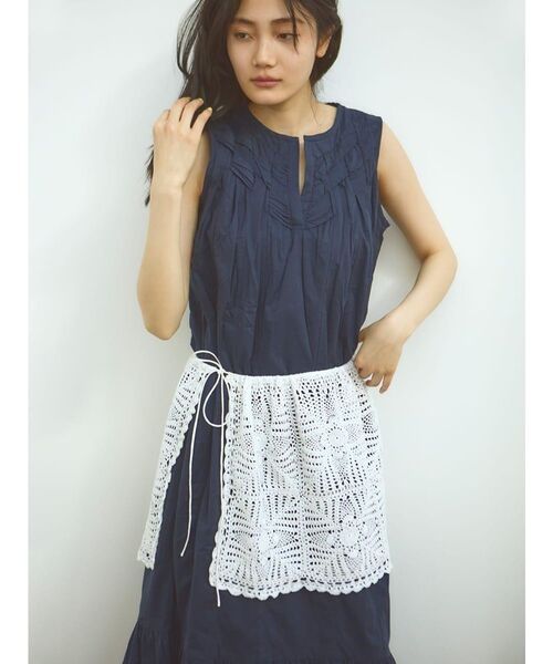FIKA.(フィーカ)の「Lattice detail onepiece(ワンピース・レディース・オフホワイト/ネイビー・MEDIUM)」の11枚目の写真