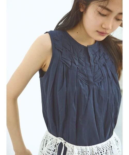 FIKA.(フィーカ)の「Lattice detail onepiece(ワンピース・レディース・オフホワイト/ネイビー・MEDIUM)」の3枚目の写真