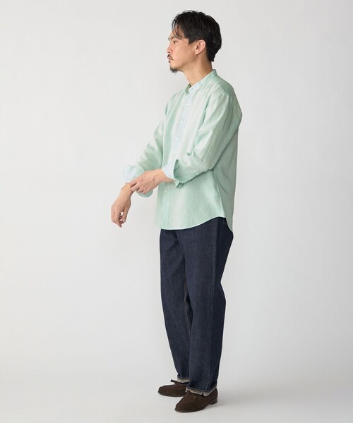 SHIPS(シップス)の「SHIPS: ウォッシュド リネン バンドカラー ソリッド シャツ(シャツ/ブラウス・メンズ・ホワイト/ライム/キャメル/ネイビー・SMALL/MEDIUM/LARGE/X-LARGE)」の16枚目の写真