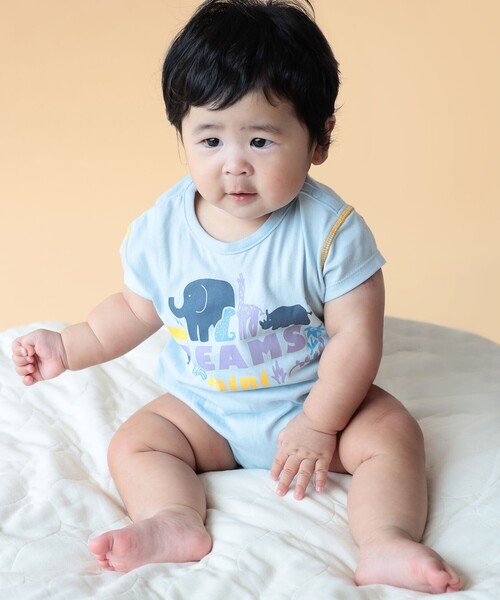BEAMS mini（ビームスミニ）の「ベビー アニマル ロンパース 2026SS (70～80cm)（ロンパース・キッズ・イエロー系その他3/サックスブルー・70/80）」の2枚目の写真