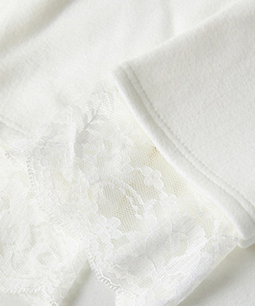 Lace Ladies（レースレディース）の「配レース 裏起毛 クルーネック 長袖 プルオーバー（Tシャツ/カットソー・レディース・ホワイト/ブラック・M/XL）」の14枚目の写真
