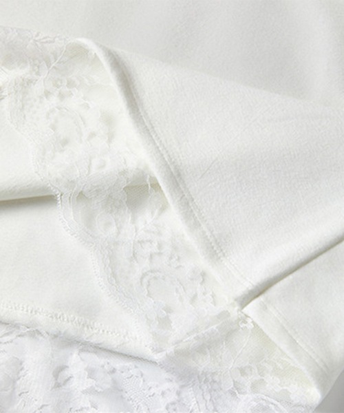 Lace Ladies（レースレディース）の「配レース 裏起毛 クルーネック 長袖 プルオーバー（Tシャツ/カットソー・レディース・ホワイト/ブラック・M/XL）」の3枚目の写真