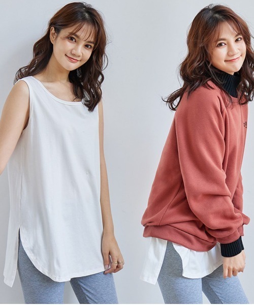 Lips（リップス）の「レイヤードで差がつく！着回し力抜群のロング丈タンクトップ（タンクトップ・レディース・ホワイト/ブラック・FREE）」の10枚目の写真