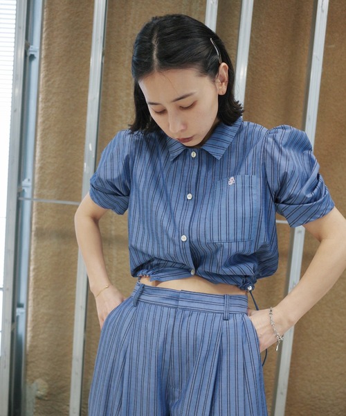 Ameri（アメリ）の「CONSTRUCTIVE SLEEVE MULTI STRIPE SHIRT（シャツ/ブラウス・レディース・アイボリー/ベージュ/ブルー・FREE）」の8枚目の写真