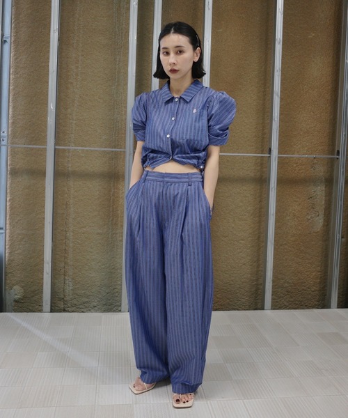 Ameri（アメリ）の「CONSTRUCTIVE SLEEVE MULTI STRIPE SHIRT（シャツ/ブラウス・レディース・アイボリー/ベージュ/ブルー・FREE）」の9枚目の写真