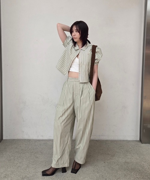 Ameri（アメリ）の「CONSTRUCTIVE SLEEVE MULTI STRIPE SHIRT（シャツ/ブラウス・レディース・アイボリー/ベージュ/ブルー・FREE）」の18枚目の写真