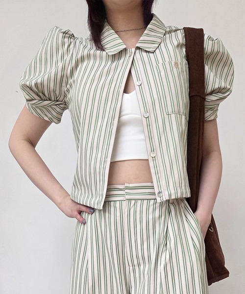 Ameri（アメリ）の「CONSTRUCTIVE SLEEVE MULTI STRIPE SHIRT（シャツ/ブラウス・レディース・アイボリー/ベージュ/ブルー・FREE）」の19枚目の写真