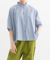 Cielスタンドフリル5分袖シャツ