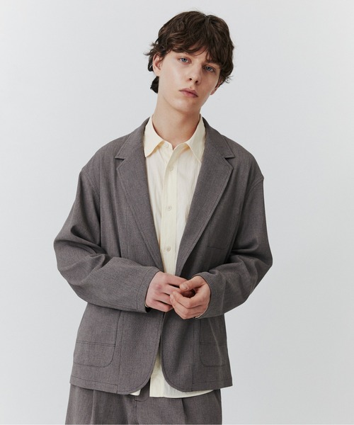 PUBLIC TOKYO(パブリックトウキョウ)の「【セット対応】ドライメランジテーラードジャケット /春服/カーディガン/防シワ/吸水速乾/家庭洗濯可能/ウォッシャブル/紫外線防止(テーラードジャケット・メンズ・モカ/ダークグレー・2/1)」の4枚目の写真