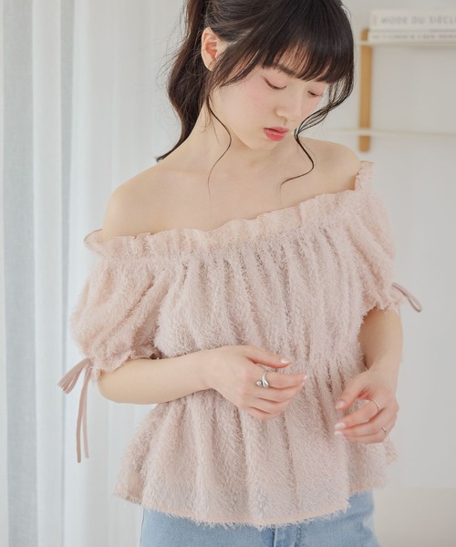 Heather(ヘザー)の「ジャガードリボンブラウス(半袖) 680360(シャツ/ブラウス・レディース・ブルーグレー/アイボリー/ピンク・FREE)」の22枚目の写真