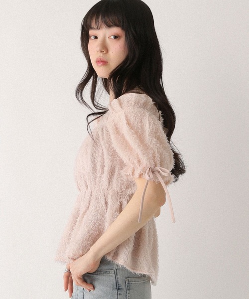 Heather(ヘザー)の「ジャガードリボンブラウス(半袖) 680360(シャツ/ブラウス・レディース・ブルーグレー/アイボリー/ピンク・FREE)」の9枚目の写真