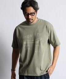 The DUFFER of ST.GEORGE(�U�_�t�@�[�I�u�Z���g�W���[�W)��POWDER BLEACH VINTAGE DYE TEE�F�p�E�_�[�u���[�`  �菑�����v�����gT�V���c / ���B���e�[�W���H / �痿���� / ���i����(T�V���c/�J�b�g�\�[)