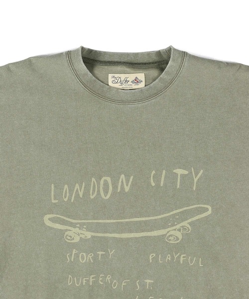 The DUFFER of ST.GEORGE(ザダファーオブセントジョージ)の「POWDER BLEACH VINTAGE DYE TEE:パウダーブリーチ 手書き風プリントTシャツ / ヴィンテージ加工 / 顔料染め / 製品染め(Tシャツ/カットソー・メンズ・ブラック/カーキ/ホワイト・X-LARGE/LARGE/MEDIUM)」の17枚目の写真