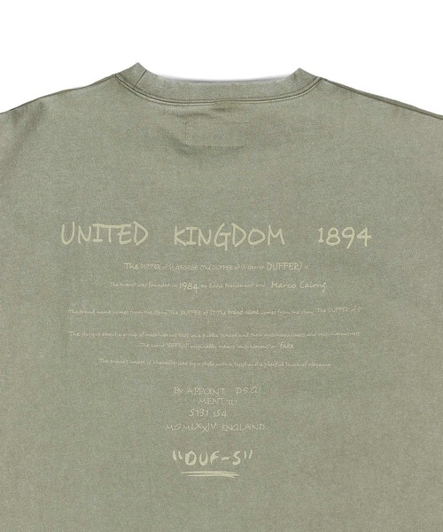 The DUFFER of ST.GEORGE(ザダファーオブセントジョージ)の「POWDER BLEACH VINTAGE DYE TEE:パウダーブリーチ 手書き風プリントTシャツ / ヴィンテージ加工 / 顔料染め / 製品染め(Tシャツ/カットソー・メンズ・ブラック/カーキ/ホワイト・X-LARGE/LARGE/MEDIUM)」の20枚目の写真