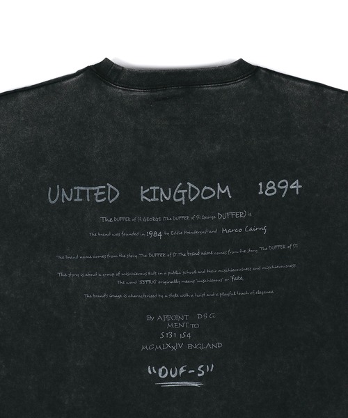 The DUFFER of ST.GEORGE(ザダファーオブセントジョージ)の「POWDER BLEACH VINTAGE DYE TEE:パウダーブリーチ 手書き風プリントTシャツ / ヴィンテージ加工 / 顔料染め / 製品染め(Tシャツ/カットソー・メンズ・ブラック/カーキ/ホワイト・X-LARGE/LARGE/MEDIUM)」の19枚目の写真
