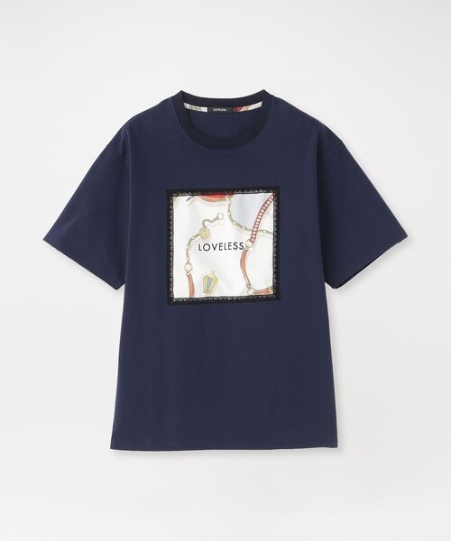 LOVELESS（ラブレス）の「スカーフトリミングTシャツ（Tシャツ/カットソー・メンズ・オフホワイト/ベージュ系その他2/ネイビー・M/L）」の2枚目の写真