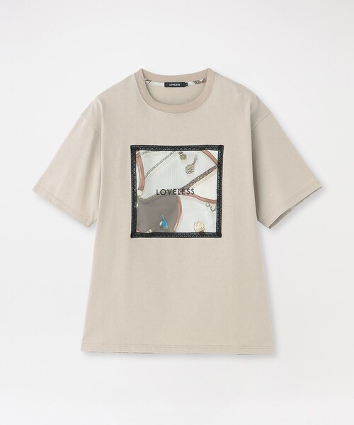 LOVELESS（ラブレス）の「スカーフトリミングTシャツ（Tシャツ/カットソー・メンズ・オフホワイト/ベージュ系その他2/ネイビー・M/L）」の3枚目の写真