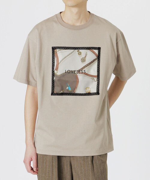 LOVELESS（ラブレス）の「スカーフトリミングTシャツ（Tシャツ/カットソー・メンズ・オフホワイト/ベージュ系その他2/ネイビー・M/L）」の4枚目の写真