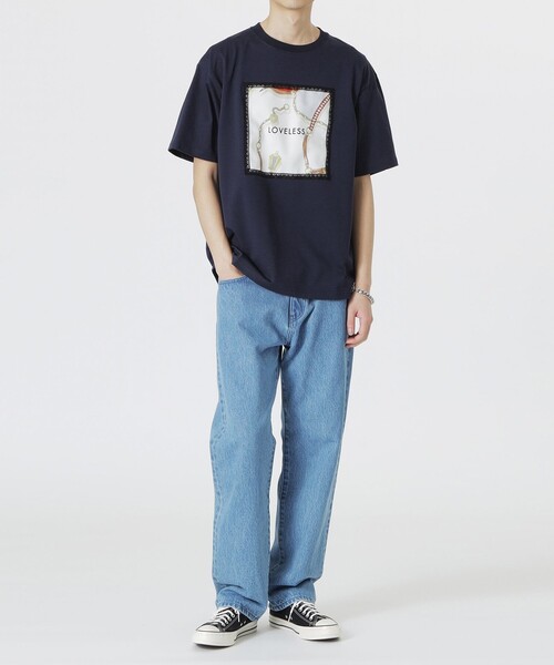 LOVELESS（ラブレス）の「スカーフトリミングTシャツ（Tシャツ/カットソー・メンズ・オフホワイト/ベージュ系その他2/ネイビー・M/L）」の6枚目の写真