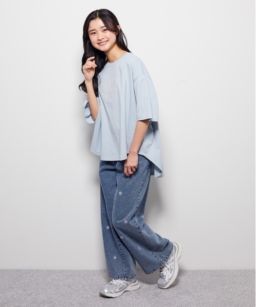 Right-on（ライトオン）の「VIVIAN BLUE(ヴィヴィアンブルー)前後差ドルマンプリントＴシャツ（Tシャツ/カットソー・キッズ・サックスブルー/ピンク/ホワイト・110/120/140/150/160/130）」の10枚目の写真
