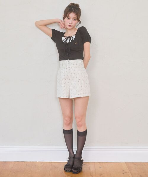 MAJESTIC LEGON(マジェスティックレゴン)の「ベルトセットハイウエストショートパンツ(その他パンツ・レディース・アイボリー/ブラック/グレー/ホワイト系その他2・MEDIUM)」の5枚目の写真