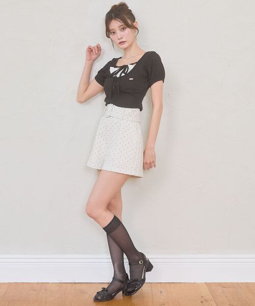 MAJESTIC LEGON(マジェスティックレゴン)の「ベルトセットハイウエストショートパンツ(その他パンツ・レディース・アイボリー/ブラック/グレー/ホワイト系その他2・MEDIUM)」の6枚目の写真