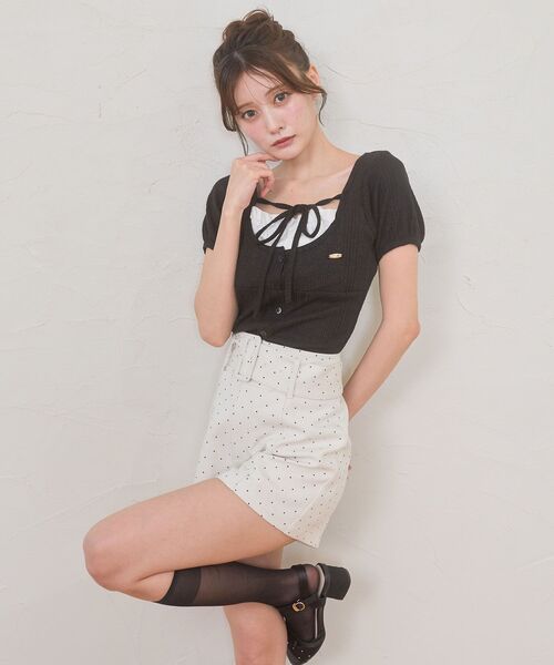MAJESTIC LEGON(マジェスティックレゴン)の「ベルトセットハイウエストショートパンツ(その他パンツ・レディース・アイボリー/ブラック/グレー/ホワイト系その他2・MEDIUM)」の11枚目の写真