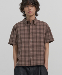 ヴィンテージチェッククロップシャツ(BROWN)