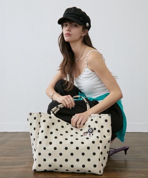 Rohwel(ローウェル)の「Oversized Dot Tote Bag / オーバーサイズドットトートバッグ(トートバッグ・レディース・ホワイト/ブラック・FREE)」の10枚目の写真