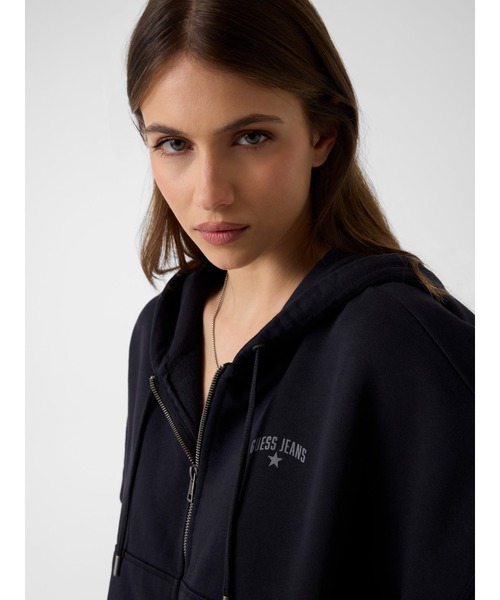 GUESS JEANS（ゲスジーンズ）の「GUESS JEANS Bubble Hoodie パーカー フーディー ジップアップ（パーカー・レディース・ライトピンク/ブラック・X-SMALL/SMALL/MEDIUM）」の7枚目の写真