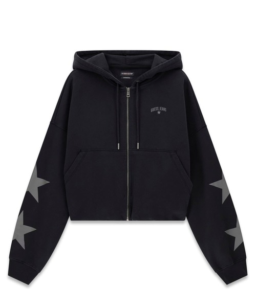 GUESS JEANS（ゲスジーンズ）の「GUESS JEANS Bubble Hoodie パーカー フーディー ジップアップ（パーカー・レディース・ライトピンク/ブラック・X-SMALL/SMALL/MEDIUM）」の10枚目の写真