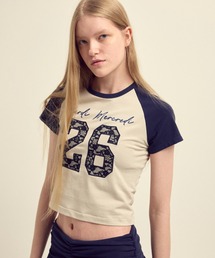 CROPPED TSHIRT RAGLAN NO.26 LACE / クロップド Tシャツ ラグラン NO.26 レース