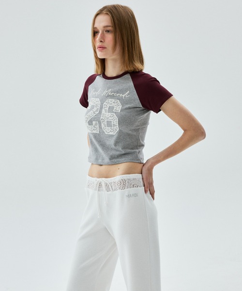 Mardi Mercredi(マルディメクルディ)の「CROPPED TSHIRT RAGLAN NO.26 LACE / クロップド Tシャツ ラグラン NO.26 レース(Tシャツ/カットソー・レディース・チャコールグレー/グレー/ライトベージュ/アイボリー・FREE)」の17枚目の写真