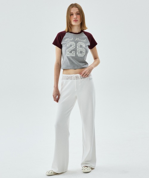 Mardi Mercredi(マルディメクルディ)の「CROPPED TSHIRT RAGLAN NO.26 LACE / クロップド Tシャツ ラグラン NO.26 レース(Tシャツ/カットソー・レディース・チャコールグレー/グレー/ライトベージュ/アイボリー・FREE)」の18枚目の写真