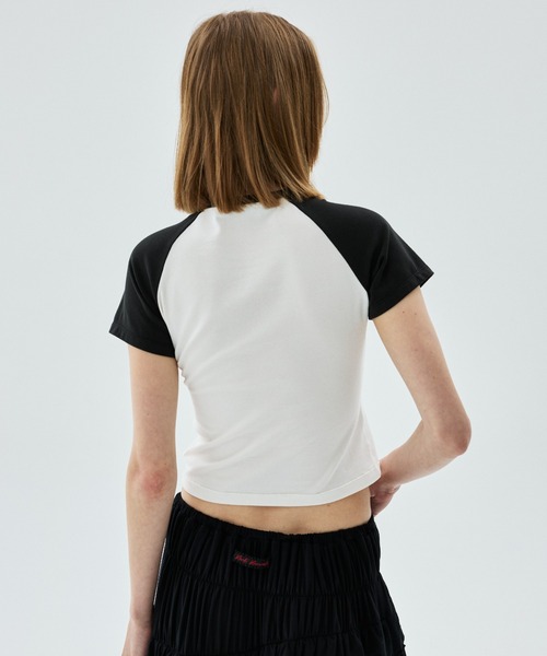 Mardi Mercredi(マルディメクルディ)の「CROPPED TSHIRT RAGLAN NO.26 LACE / クロップド Tシャツ ラグラン NO.26 レース(Tシャツ/カットソー・レディース・チャコールグレー/グレー/ライトベージュ/アイボリー・FREE)」の9枚目の写真