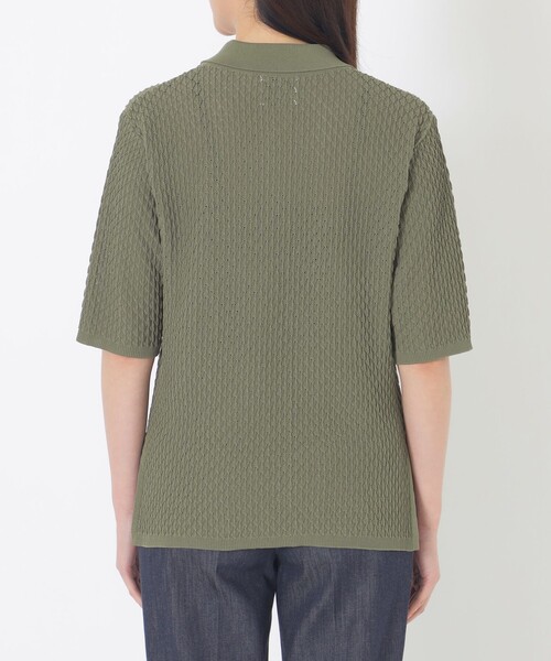 S.ESSENTIALS（エスエッセンシャルズ）の「シアー襟付ニット（ポロシャツ・レディース・ブラック/ホワイト/カーキ・38）」の9枚目の写真