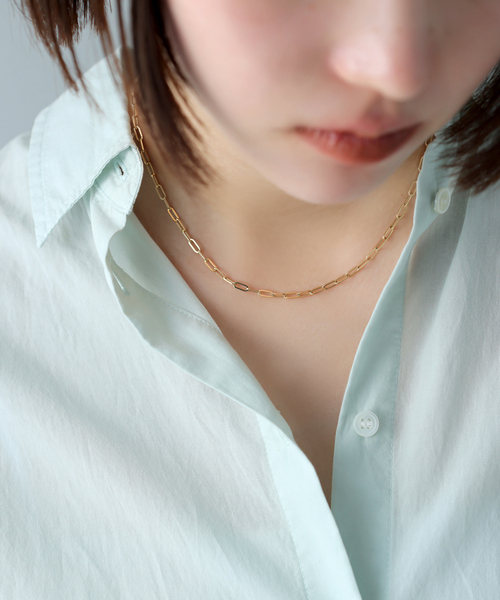中空ペーパークリップチェーン40cmネックレス K18（ネックレス